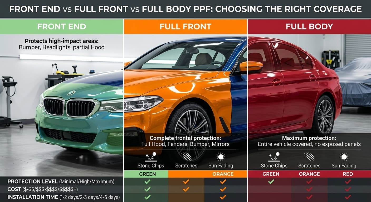Front End vs Full Front vs Full Body PPF: Choosing the Right Coverage